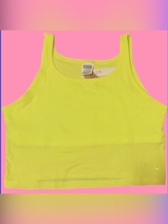 PINK Victoria's Secret Tops - Victoria’s Secret PINK Neon Yellow Tank Crop Top